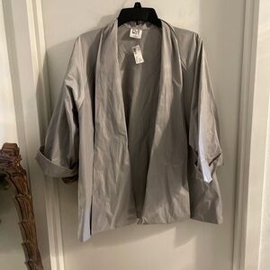 NWT PLANET by LAUREN G O/S ASH GREY SHAWL COLLAR 3/4 FOLDED SLV OPEN JACKET $299